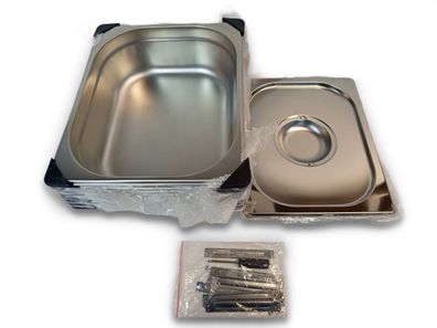 VEVOR GN 1/2 Gastronormbehälter 8 Stück Edelstahl 6,25 L Hotelpfanne 102 mm tief