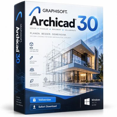 Archicad 30 Vollversion für Windows - BIM Architektur Software - 3D