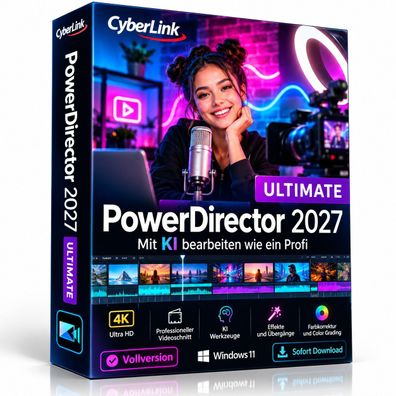 CyberLink PowerDirector Ultimate 2027 Vollversion Professionelle Videobearbeitung
