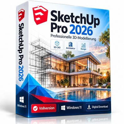 SketchUp Pro 2026 Vollversion für Windows - Professionelle 3D CAD für Architektur