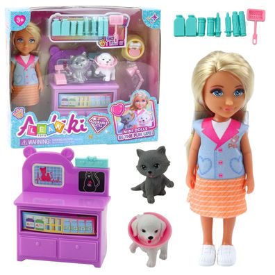 Tierarztpuppe Spielpuppe Tierpflegeset