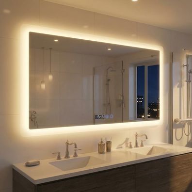 Puluomis Badezimmerspiegel mit LED Beleuchtung Beschlagfrei Touch-Schalter IP44
