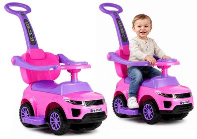 Rutschauto LEAN CARS Sport Car 614W Rosa mit Schiebestange und Rückenlehne
