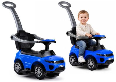 Rutschauto LEAN CARS Sport Car 614W Blau Schiebestange Rückenlehne