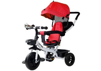 Dreirad LEAN Toys PRO300 rot mit Verdeck und Schiebestange 6-60 Monate