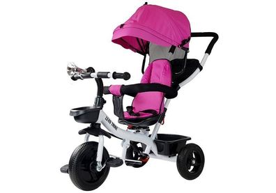 Dreirad LEAN Toys PRO300 Pink mit Schiebestange und Sonnendach 6-60 Monate