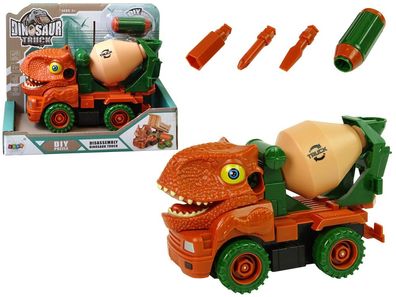 Spielzeug-Betonmischer Dinosaurier LEAN Toys zum Schrauben orange ab 3 Jahren