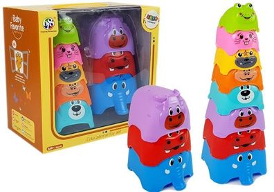 Stapelbecher Set LEAN Toys Tierpyramide 8 Becher Kunststoff bunt ab 6 Monaten