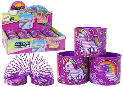 Spielzeugfeder Einhorn LEAN TOYS 6 cm lila mit Regenbogenmotiv ab 3 Jahren