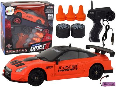 Ferngesteuertes Auto LEAN Toys Drift Returns 1:24 Orange 2,4 GHz mit Wechselrädern