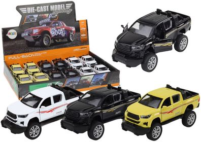 Die-Cast Modellauto Pickup Geländewagen LEAN Toys 13 cm Metall weiß schwarz gelb