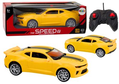 RC Auto LEAN Toys Sportwagen 1:16 gelb mit Licht und 27 MHz Fernbedienung