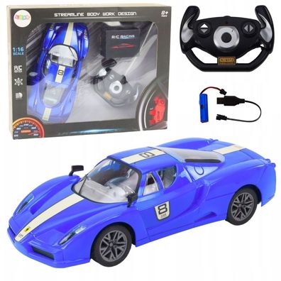 RC Sportwagen LEAN Toys 1:16 ferngesteuertes Auto Blau mit Akku und Ladegerät