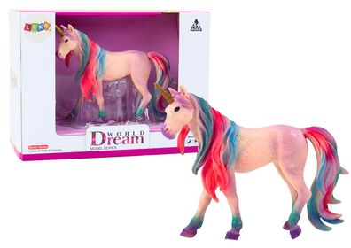 Sammelfigur Einhorn LEAN Toys World Dream, 13,5 cm, bunte Mähne