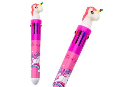 Kugelschreiber Einhorn LEAN 10 Farben Druckmechanik pink 15,5 cm