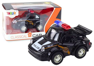Polizeiauto Modellauto LEAN Toys 1:38 schwarz mit Licht und Sound Friktionsantrieb