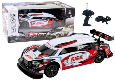 RC-Sportwagen LEAN Toys 1:16 Drift Modellauto 2,4 GHz mit Wechselrädern weiß rot