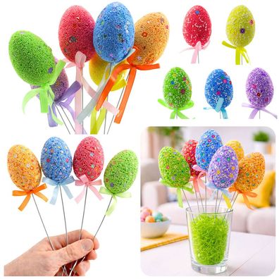 Ostereier am Drahtstiel 6er Set LEAN Styropor bunt 24 cm Osterdeko