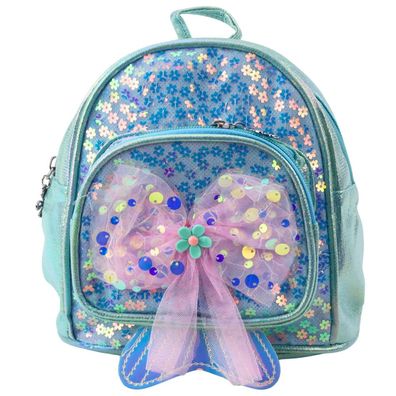 Kinderrucksack LEAN Pailletten Tüllschleife Blau 20 cm 3,8 Liter