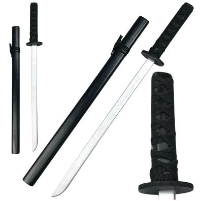 Holz-Katana LEAN Toys 70 cm Trainingsschwert mit Schwertscheide schwarz