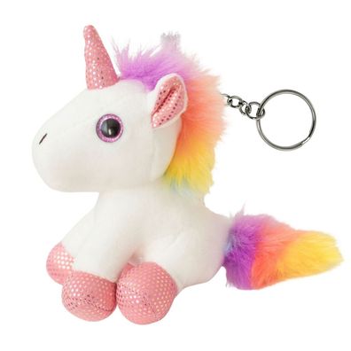 Plüsch Schlüsselanhänger Einhorn LEAN TOYS 12 cm mit Metallring