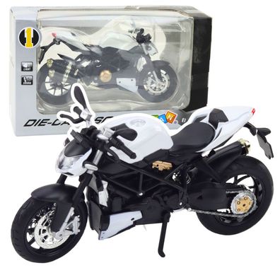 Motorradmodell 1:12 LEAN Toys Metall Sportmotorrad mit Licht und Sound, weiß