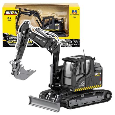 Raupenbagger Modell HUINA 1726 Metall 1:50 schwarz mit Planierschild