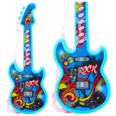 Spielzeug E-Gitarre LEAN Toys für Kinder mit Melodien und Tonleiter blau 29 cm