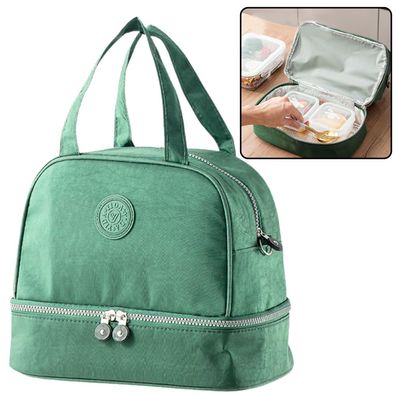 Thermo-Lunchtasche LEAN 27 cm Grün mit 2 Fächern und abnehmbarem Schultergurt