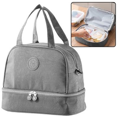 Kühltasche LEAN Thermo Lunchtasche 2 Fächer Schultergurt Grau 27 x 25 x 16 cm