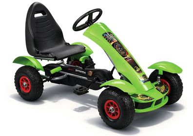 Pedal-Gokart LEAN CARS F618 Gruen mit Luftreifen und Handbremse bis 50 kg
