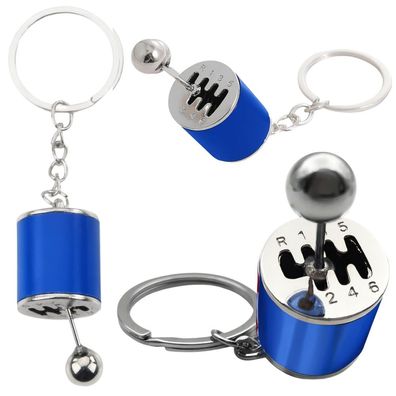 Schlüsselanhänger LEAN TOYS Getriebe mit beweglichem Schaltknauf Metall blau
