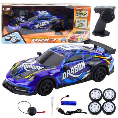 RC-Sportwagen LEAN Toys Drift 2,4 GHz mit Beleuchtung und Driftreifen blau