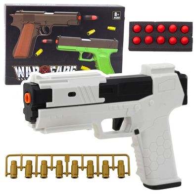 Spielzeugpistole LEAN Toys Warfare Weiß mit Schaumstoffmunition und Hülsen