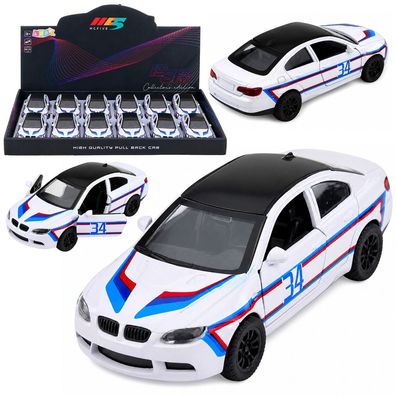 Modellauto Sportwagen LEAN TOYS Metall 1:32 Rückziehmotor Türen zum Öffnen weiß