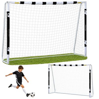Fußballtor LEAN Sport 300x200x90 cm Stahl mit Netz und Erdhaken faltbar