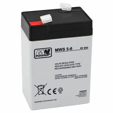 Bleiakku MW Power MWS 5-6 6V 5Ah AGM Gel Batterie wartungsfrei
