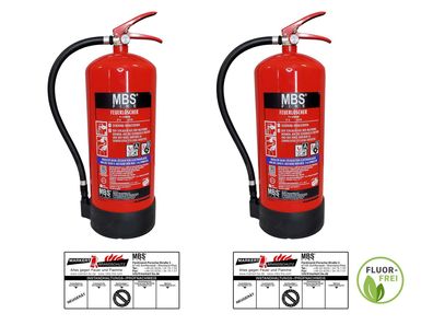 2x 6l Schaum Feuerlöscher Fluorfrei inkl. Plakette Schaumlöscher mit Manometer