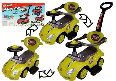 Rutschauto LEAN CARS Mega Car 3in1 mit Schiebestange Gelb ab 2 Jahren
