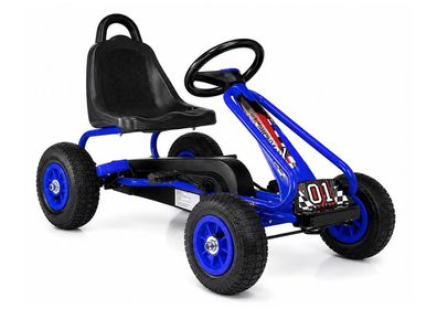 Gokart LEAN Toys G201 Tretfahrzeug mit Luftreifen und Handbremse, blau