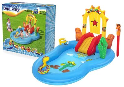 Planschbecken Bestway 53118 Spielcenter Western 264x188x140 cm mit Rutsche