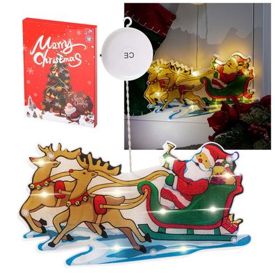 Fensterdeko Weihnachtsbeleuchtung Rentierschlitten