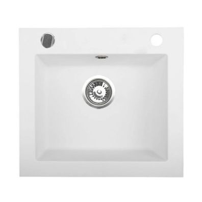Manestein Granitspüle Argo rechteckig 48,5 x 44 cm mit Siphon Weiß