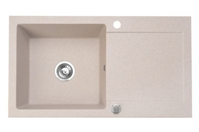 Manestein Granitspüle Cordeo XL rechteckig 90 x 50 cm mit Abtropffläche Beige