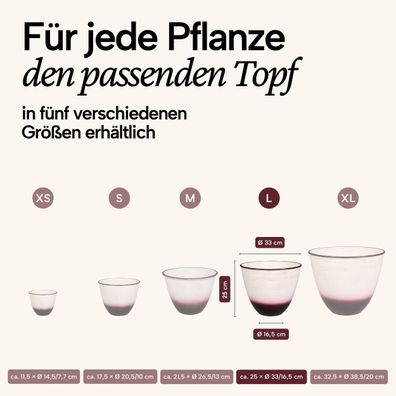 Pflanztopf aus Metall, handgefertigt in Weiß-Violett, Größe L / L