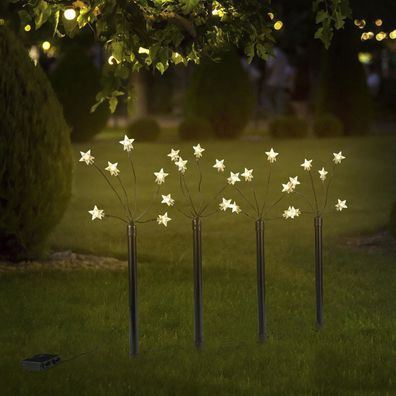 LED Gartenleuchtstäbe Sterne 4er Set, Leuchtstäbe für Garten, Terrasse, Balkon, Leuch