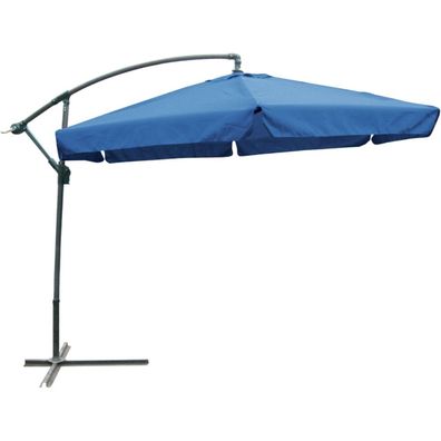 Ampelschirm Ø 300 cm blau, Sonnenschirm, Kurbelschirm, Gartenschirm / blau