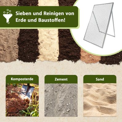 Durchwurfsieb 100x60 cm aus verzinktem Stahl – Gartensieb für Erde & Kompost