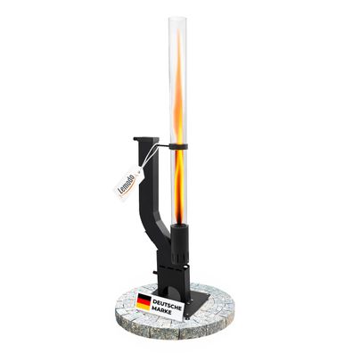 Pelletfackel PRIME Feuerrohr, Feuersäule Outdoor für Garten mit Glasröhre / PRIME
