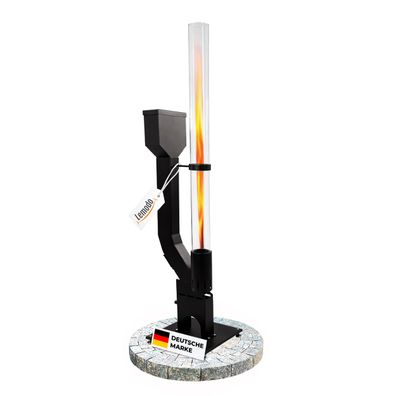 Pelletfackel PRIME XL mit Pelletbunker, Feuerrohr Outdoor mit Glasröhre / PRIME XL